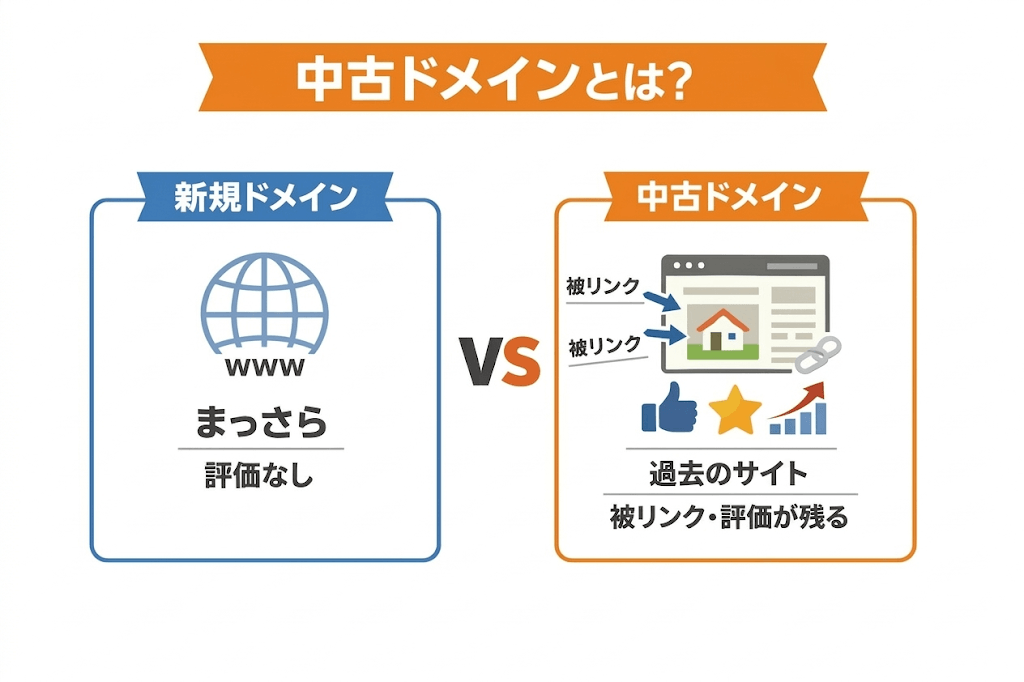 新規ドメインと中古ドメインの違いを比較した図