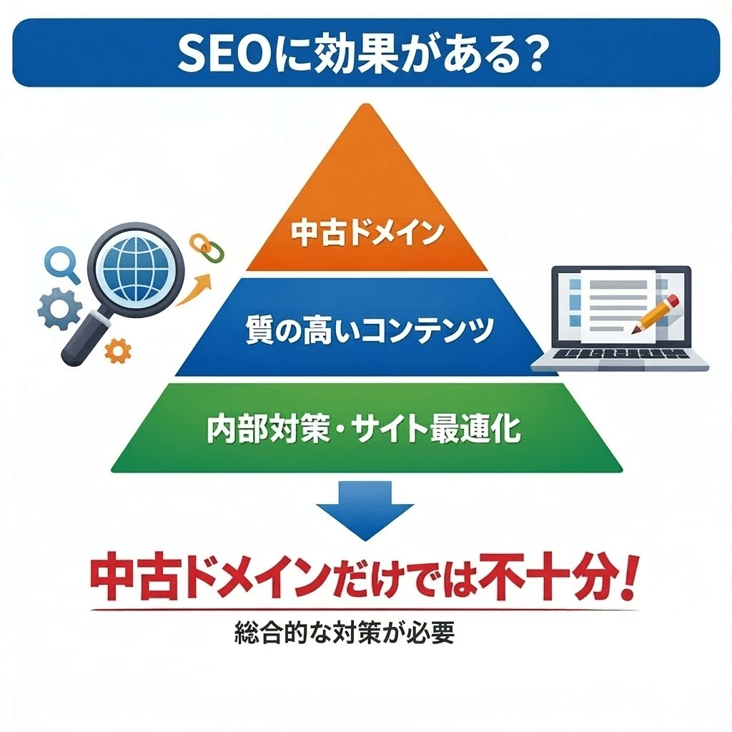 SEO評価がドメイン以外の要因も含めて構成されていることを示した図