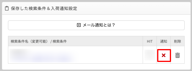 通知欄の×ボタン(通知OFF)